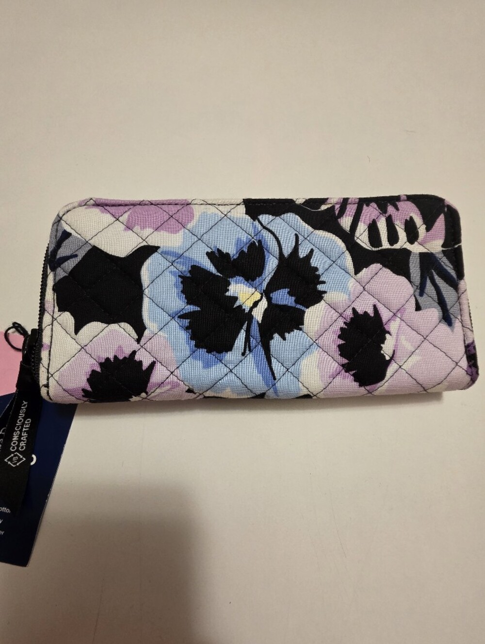 NWT Vera Bradley Quilted Floral Zip Wallet in Blue & Lavender